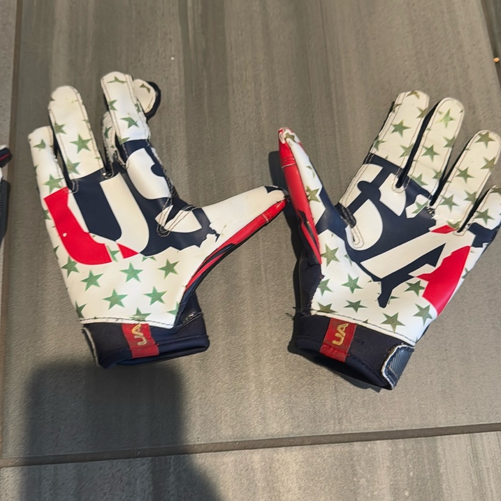 Under Armour football gloves, kids size small